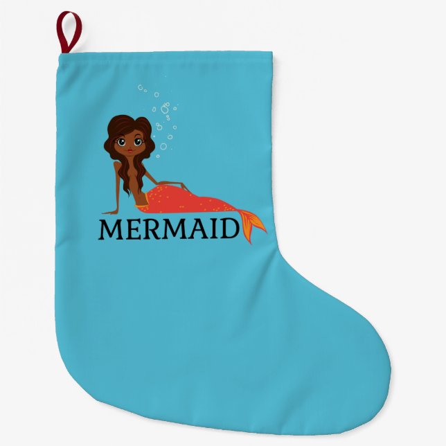 Calcetín Navideño Grande Sirena Cuta (Hermosa Chica Negra) (Anverso)