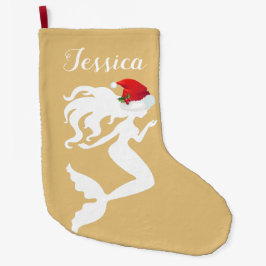 Calcetín Navideño Grande Sirenita con Santa Hat Stocking