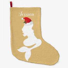 Calcetín Navideño Grande Sirenita con Santa Hat Stocking