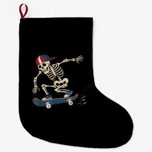 Calcetín Navideño Grande Skeleton Skateboard Halloween Skateboarding Skateb