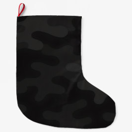 Calcetín Navideño Grande Sleek Camo Deep Black Dark Charcoal Tonos modernos