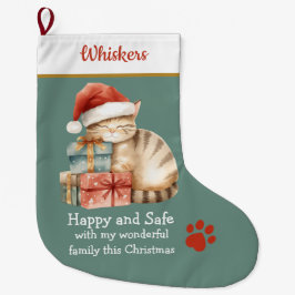 Calcetín Navideño Grande Sleeping Cat on Presents Christmas Stocking – Cozy
