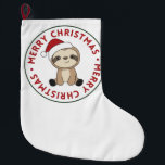 Calcetín Navideño Grande Sloth Christmas Snow Winter Animals Sloths<br><div class="desc">The sloth for Christmas with fairy lights. Funny animals with gifts and snow for the holidays. Also funny for christmas in July. Sloths are cute animals and perfect for Christmas.</div>