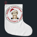 Calcetín Navideño Grande Sloth Christmas Snow Winter Animals Sloths<br><div class="desc">The sloth for Christmas with fairy lights. Funny animals with gifts and snow for the holidays. Also funny for christmas in July. Sloths are cute animals and perfect for Christmas.</div>
