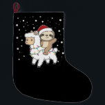 Calcetín Navideño Grande Sloth Lama Christmas Snow Winter Animals<br><div class="desc">The sloth rides the llama on Christmas Eve. Funny animals with gifts and snow for the holidays. Also funny for Christmas in July. Sloths are cute animals and perfect for Christmas.</div>
