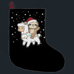 Calcetín Navideño Grande Sloth Lama Christmas Snow Winter Animals<br><div class="desc">The sloth rides the llama on Christmas Eve. Funny animals with gifts and snow for the holidays. Also funny for Christmas in July. Sloths are cute animals and perfect for Christmas.</div>