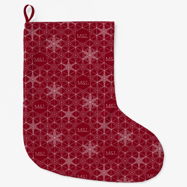 Calcetín Navideño Grande Snowflake al estilo japonés (Anverso)