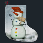 Calcetín Navideño Grande Snowman, miembro del Polo Norte<br><div class="desc">Snowman,  miembro del Polo Norte</div>
