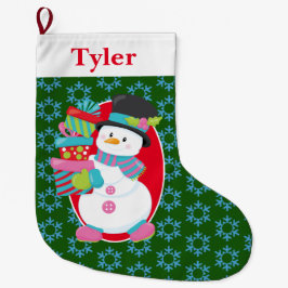 Calcetín Navideño Grande Snowman With Christmas Presents