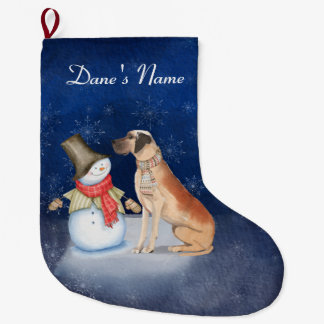 Calcetín Navideño Grande Snowman y el perro-Gran danés grandes Navidades St
