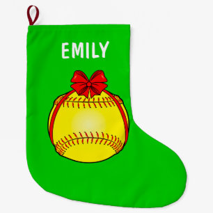 Calcetín Navideño Grande Softball atado con un arco