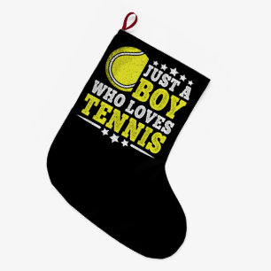 Calcetín Navideño Grande Solo un chico que ama el tenis divertido amante de
