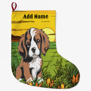 Calcetín Navideño Grande Spaniel marrón