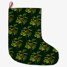 Calcetín Navideño Grande Sprig of Holly Christmas Red Berry 