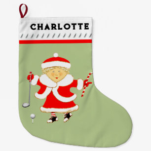 Calcetín Navideño Grande Sra. Claus Golfista