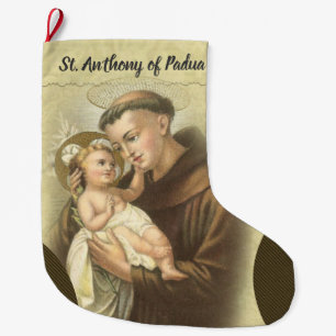 Calcetín Navideño Grande St. Anthony personalizado de la oración de Padua
