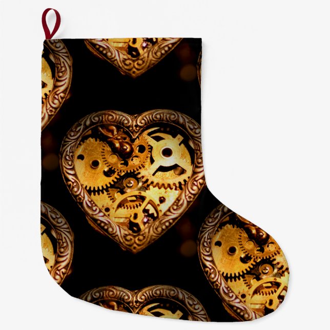 Calcetín Navideño Grande steampunk heart xmas navidades (Anverso)