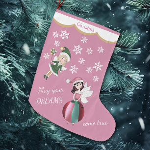 Calcetín Navideño Grande Sueños de Princesa Hada Rosa