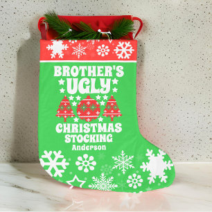 Calcetín Navideño Grande Suéter de Navidades feos del hermano personalizado