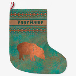 Calcetín Navideño Grande Suroeste Cute Javelina Momma Personalizada