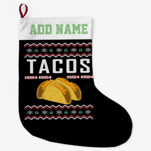 Calcetín Navideño Grande Sweater Navidades feos de tacos personalizados