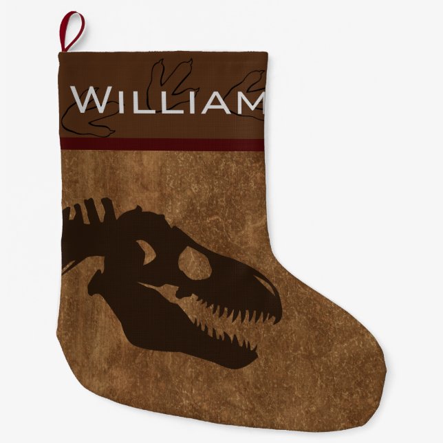 Calcetín Navideño Grande T-Rex Personalizado Stocking (Anverso)