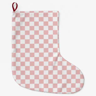 Calcetín Navideño Grande Tablero de ajedrez rosa bebé minimalista moderno d