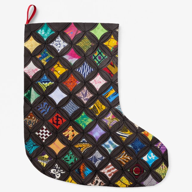 Calcetín Navideño Grande Tejido de ventana de la catedral (Anverso)