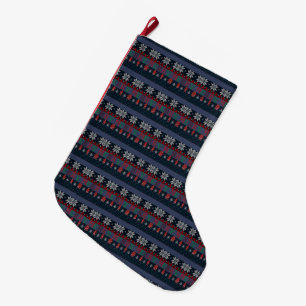 Calcetín Navideño Grande Tejido Feliz Navidad