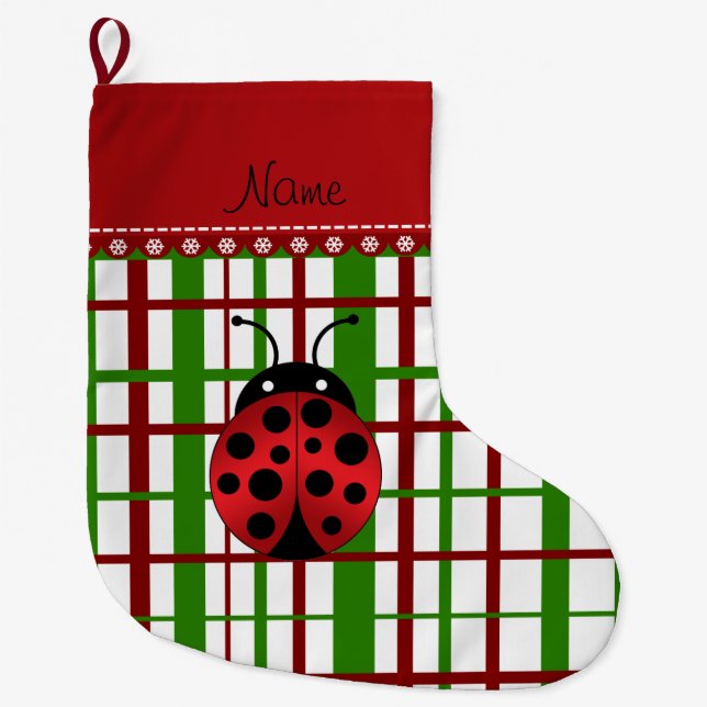 Calcetín Navideño Grande Tela escocesa conocida personalizada del navidad (Anverso)