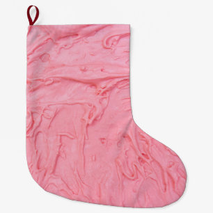 Calcetín Navideño Grande Textura de helado de fresa rosa