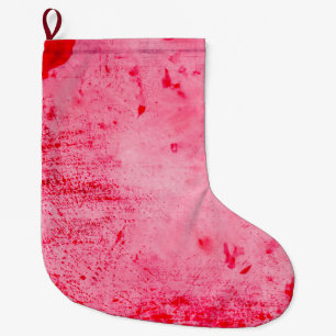 Calcetín Navideño Grande Textura de pintura grunge rosa roja