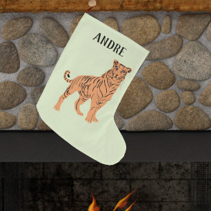 Calcetín Navideño Grande Tigre feroz personalizado