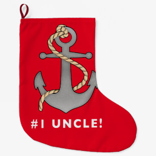 Calcetín Navideño Grande Tío Anchor del número uno con una cuerda