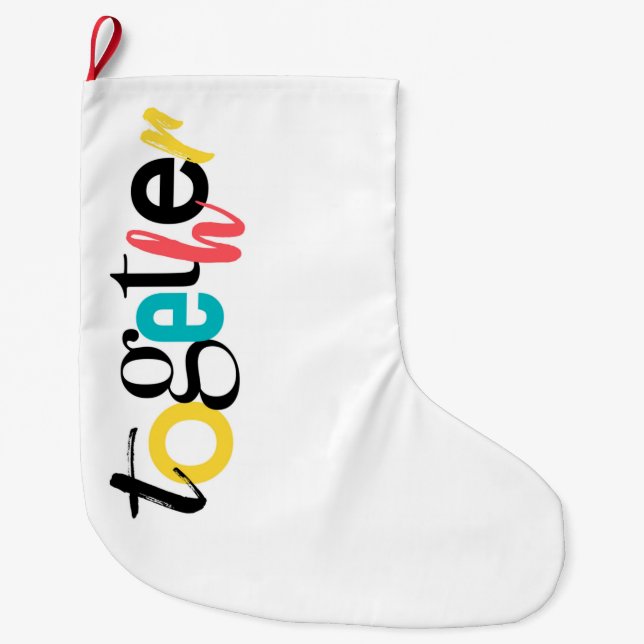 Calcetín Navideño Grande Tipografía urbana moderna y alegre de Together (Anverso)