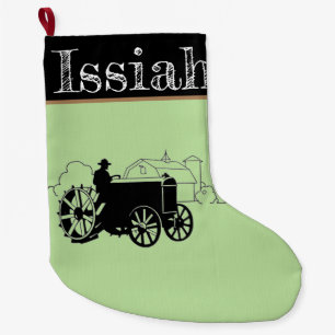 Calcetín Navideño Grande Tractor agrícola personalizado