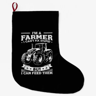 Calcetín Navideño Grande Tractor de Agricultura Divertido Soy un Granjero A