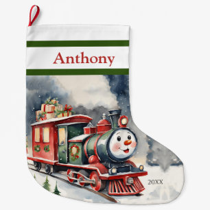 Calcetín Navideño Grande Tren de Navidad