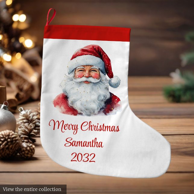 Calcetín Navideño Grande Trendy Santa Claus Watercolor Holiday Stocking (Trendy Santa Claus Watercolor Holiday Stocking

)