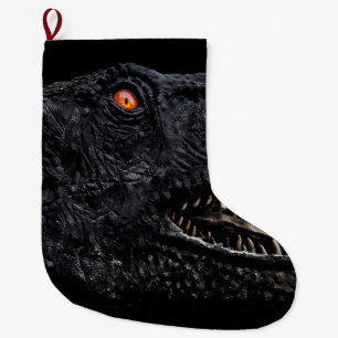 Calcetín Navideño Grande Trex Dinosaur Head Dark Poster