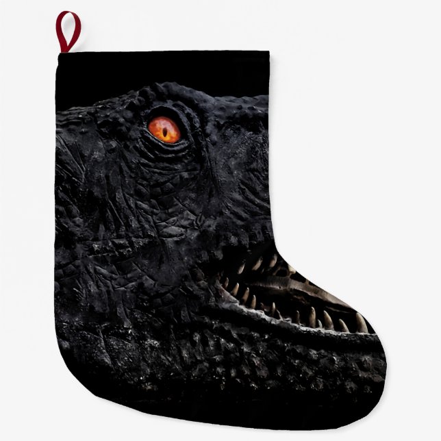 Calcetín Navideño Grande Trex Dinosaur Head Dark Poster (Anverso)