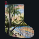 CALCETÍN NAVIDEÑO GRANDE TROPICAL PALM TREES BEACH BLINDS<br><div class="desc">TROPICAL PALM TREES BEACH BLINDS</div>