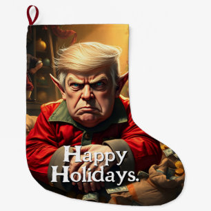 Calcetín Navideño Grande Trump como un elfo de los Navidades enojados