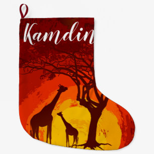 Calcetín Navideño Grande Un Safari Africano en Pie