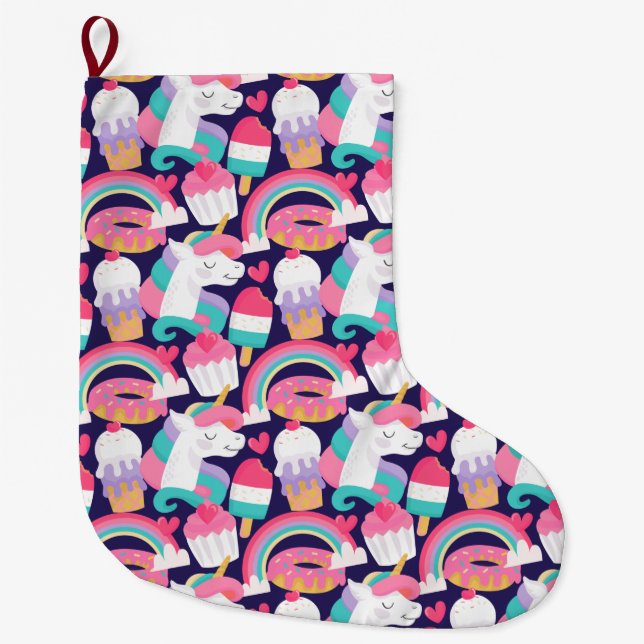 Calcetín Navideño Grande Unicornio (Anverso)