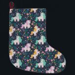 Calcetín Navideño Grande Unicornio<br><div class="desc">Patrón de unicornio cutáneo</div>