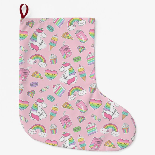 Calcetín Navideño Grande Unicornio (Anverso)