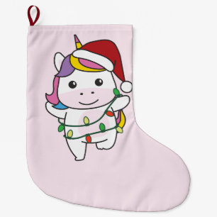 Calcetín Navideño Grande Unicornio Navidades de animales de invierno festej
