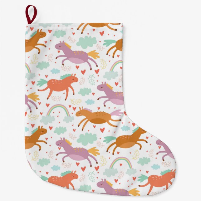 Calcetín Navideño Grande Unicornios (Anverso)