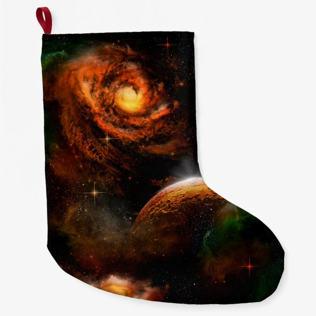 Calcetín Navideño Grande Universo impresionante con el planeta y las (Anverso)